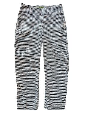 Swing Control Women's 4 Crop Capri Golf Pants Tummy Control Black-White Printed